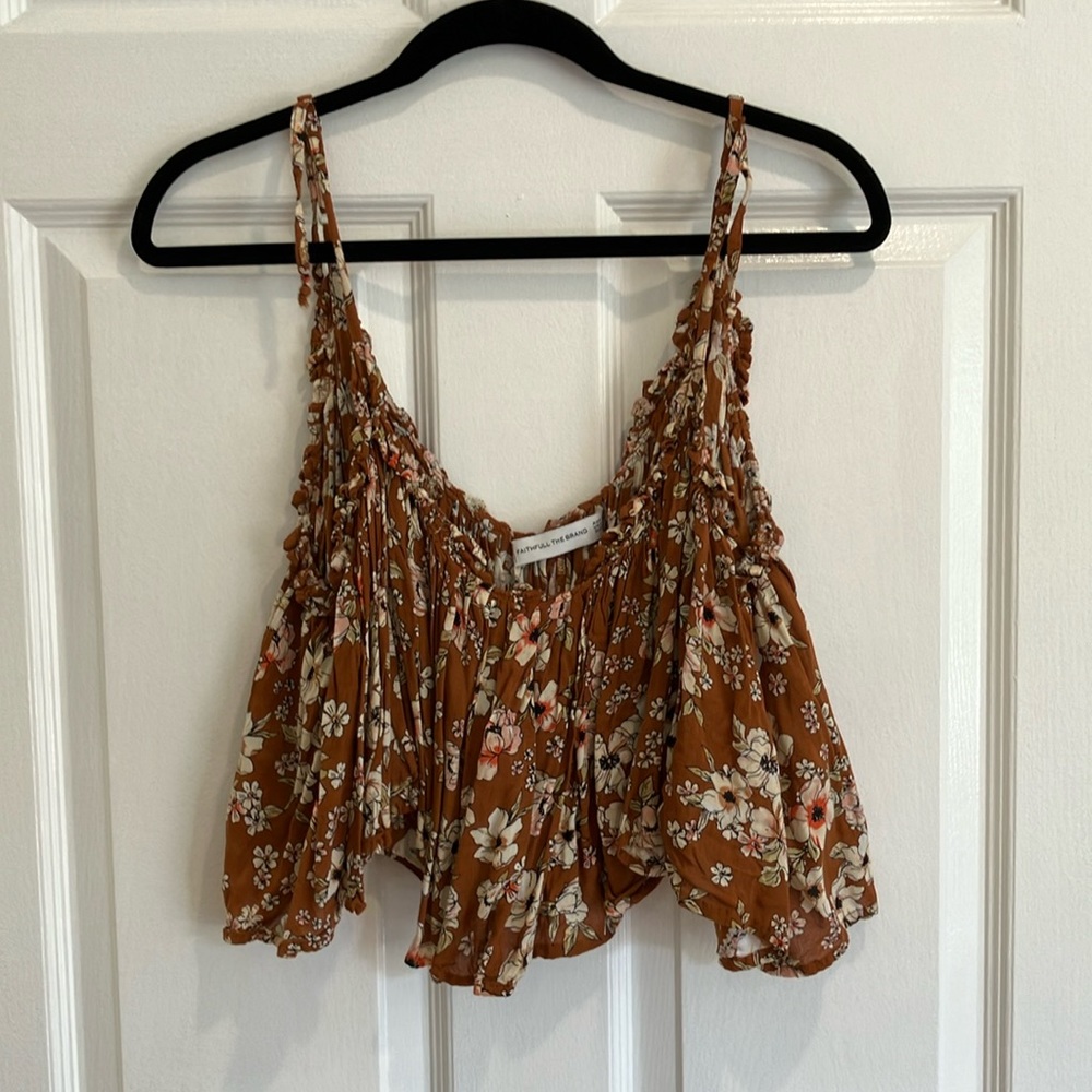 Faithfull The Brand Rust Floral Crop Top 6/M